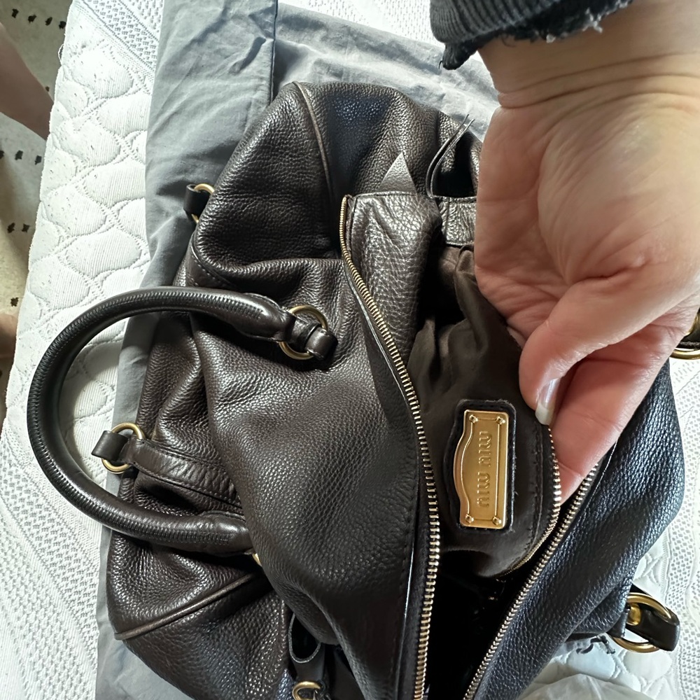 Miu Miu Brown Leather Bag with Gold Accents - Picture 9 of 16